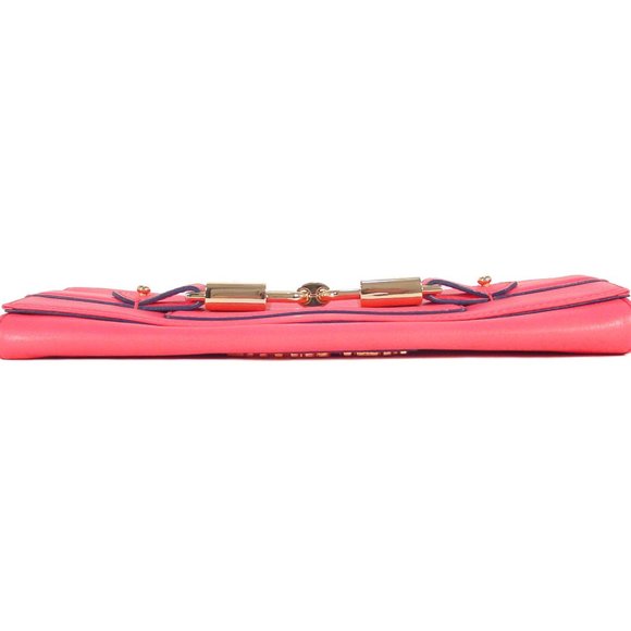 JUICY COUTURE Gold Lock Pink Leather Envelope Clutch Bag $198 - Picture 4 of 12